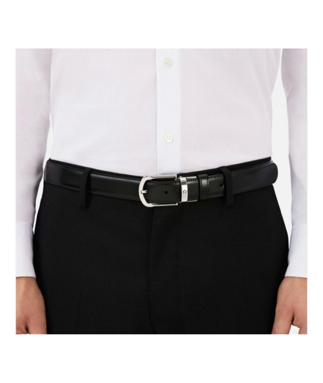 MONTBLANC Черный кожаный ремень, фото 5