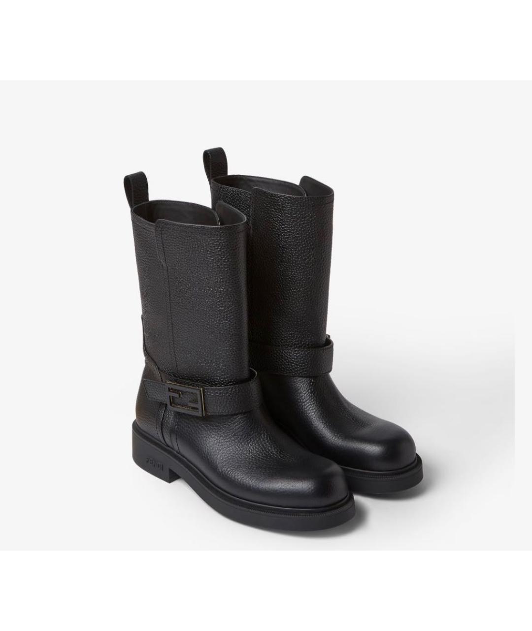 FENDI Черные кожаные ботинки, фото 4
