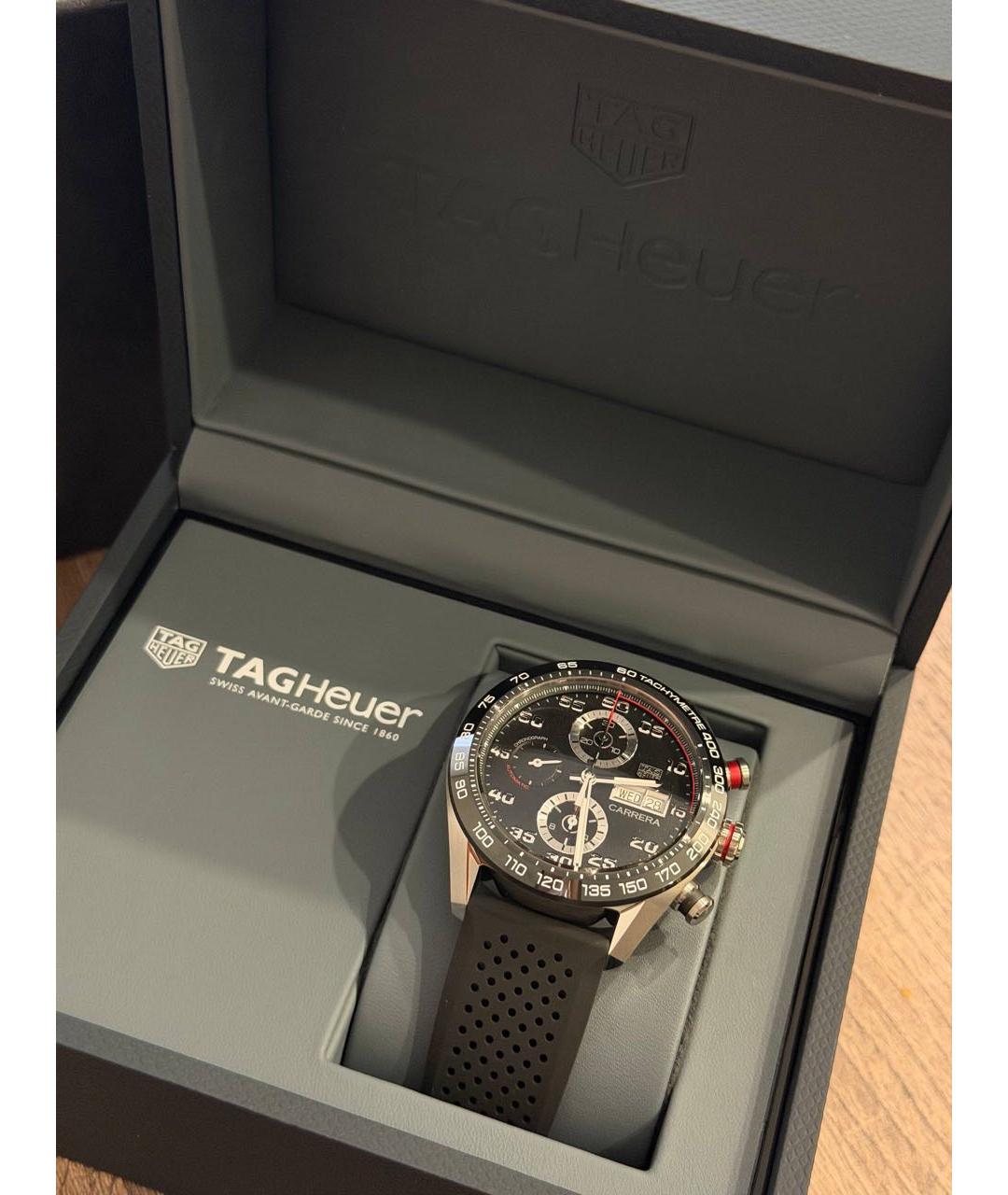 TAG HEUER Черные стальные часы, фото 4