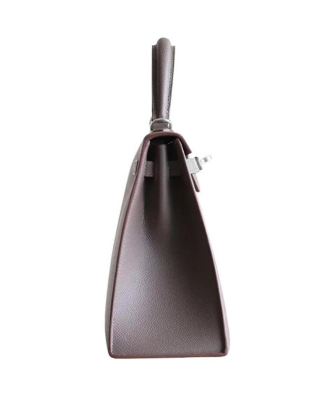 HERMES Серая кожаная сумка с короткими ручками, фото 2