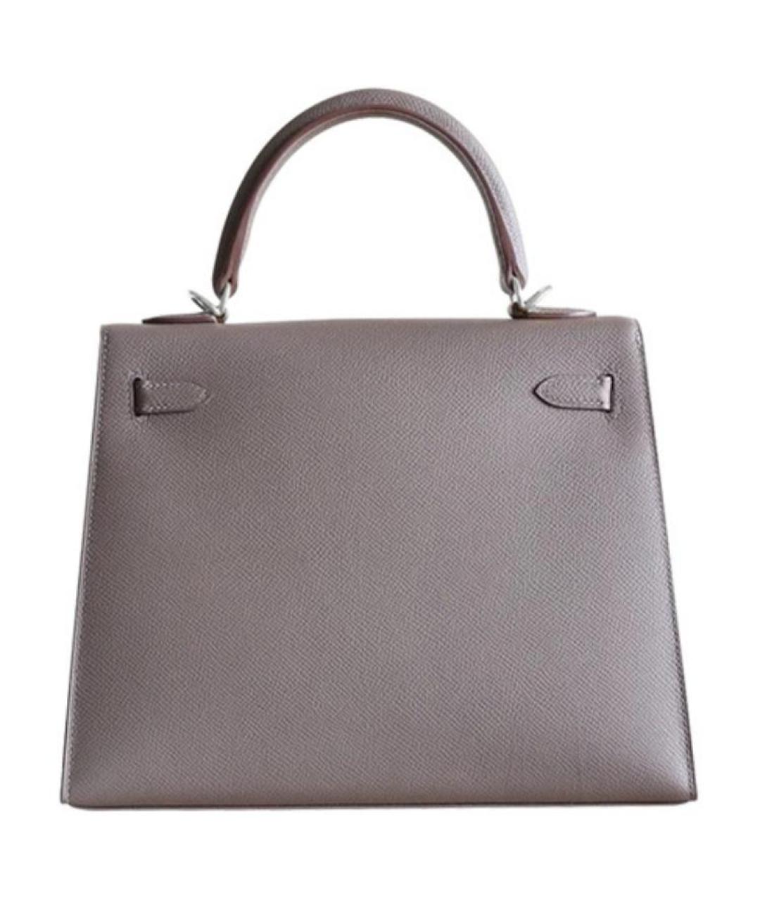 HERMES Серая кожаная сумка с короткими ручками, фото 3