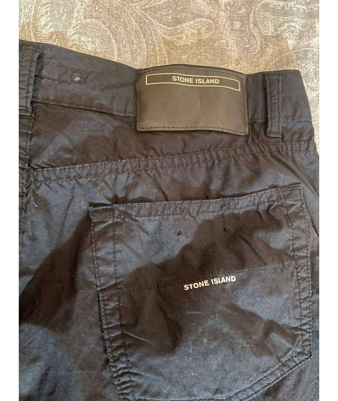 STONE ISLAND Темно-синие хлопковые повседневные брюки, фото 7