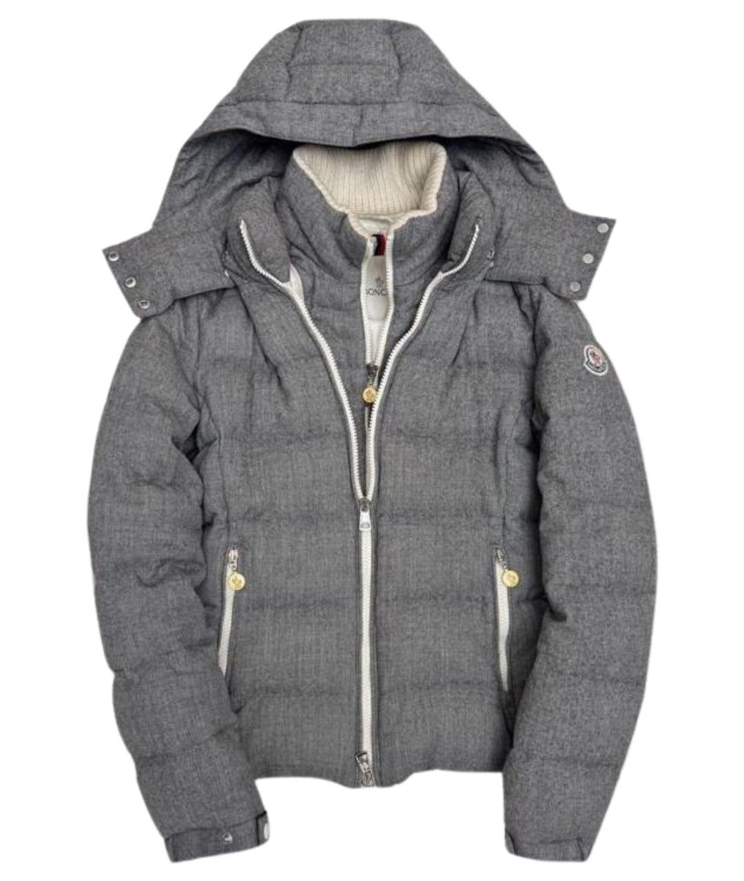 MONCLER Серый шерстяной пуховик, фото 1