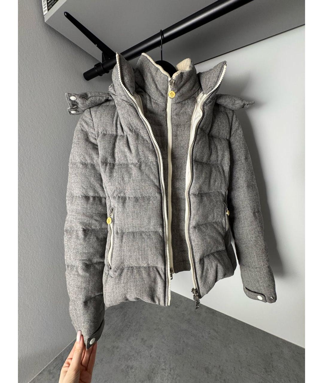 MONCLER Серый шерстяной пуховик, фото 3