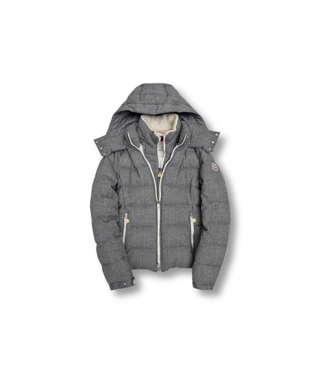 MONCLER Серый шерстяной пуховик, фото 9