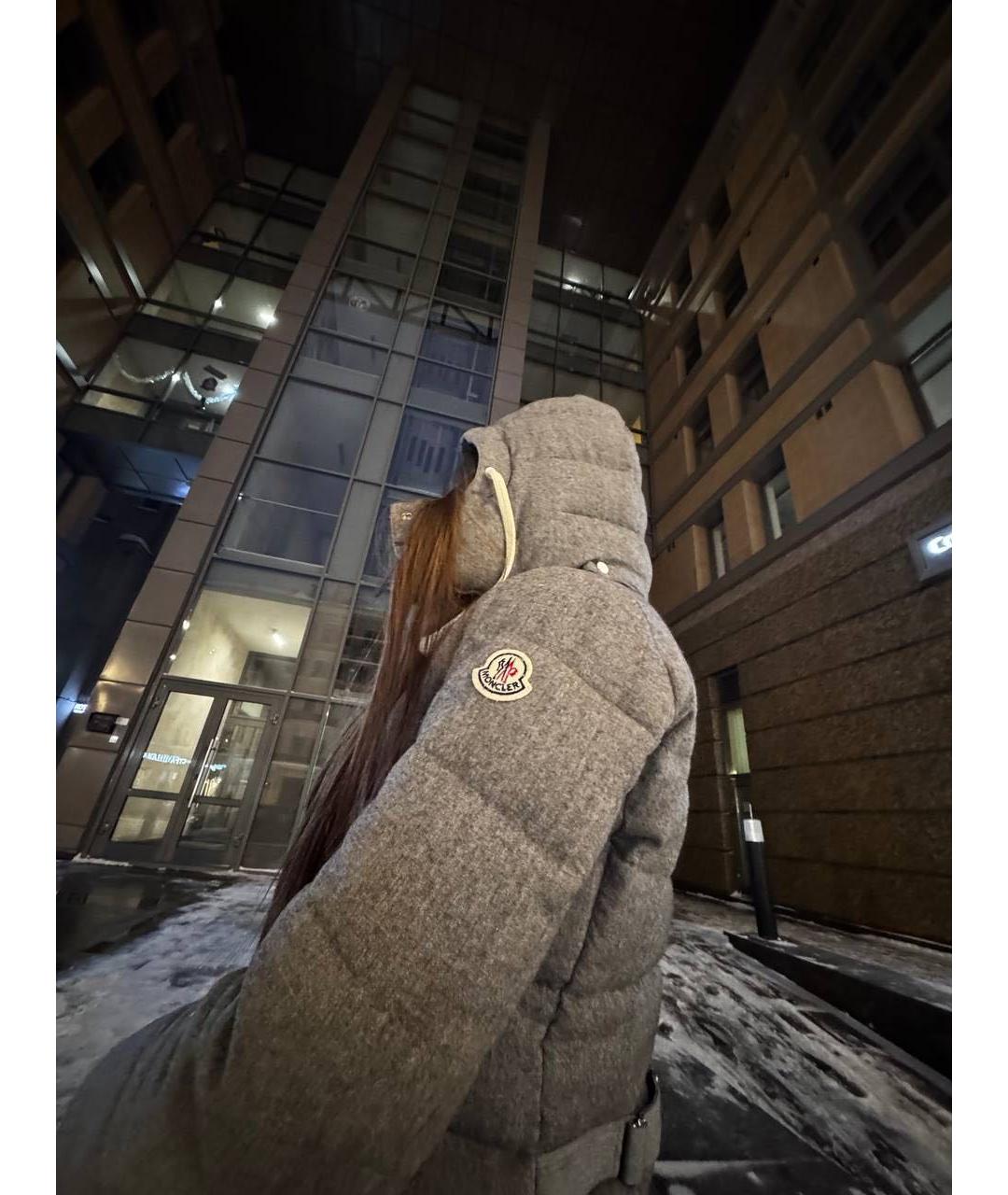 MONCLER Серый шерстяной пуховик, фото 5