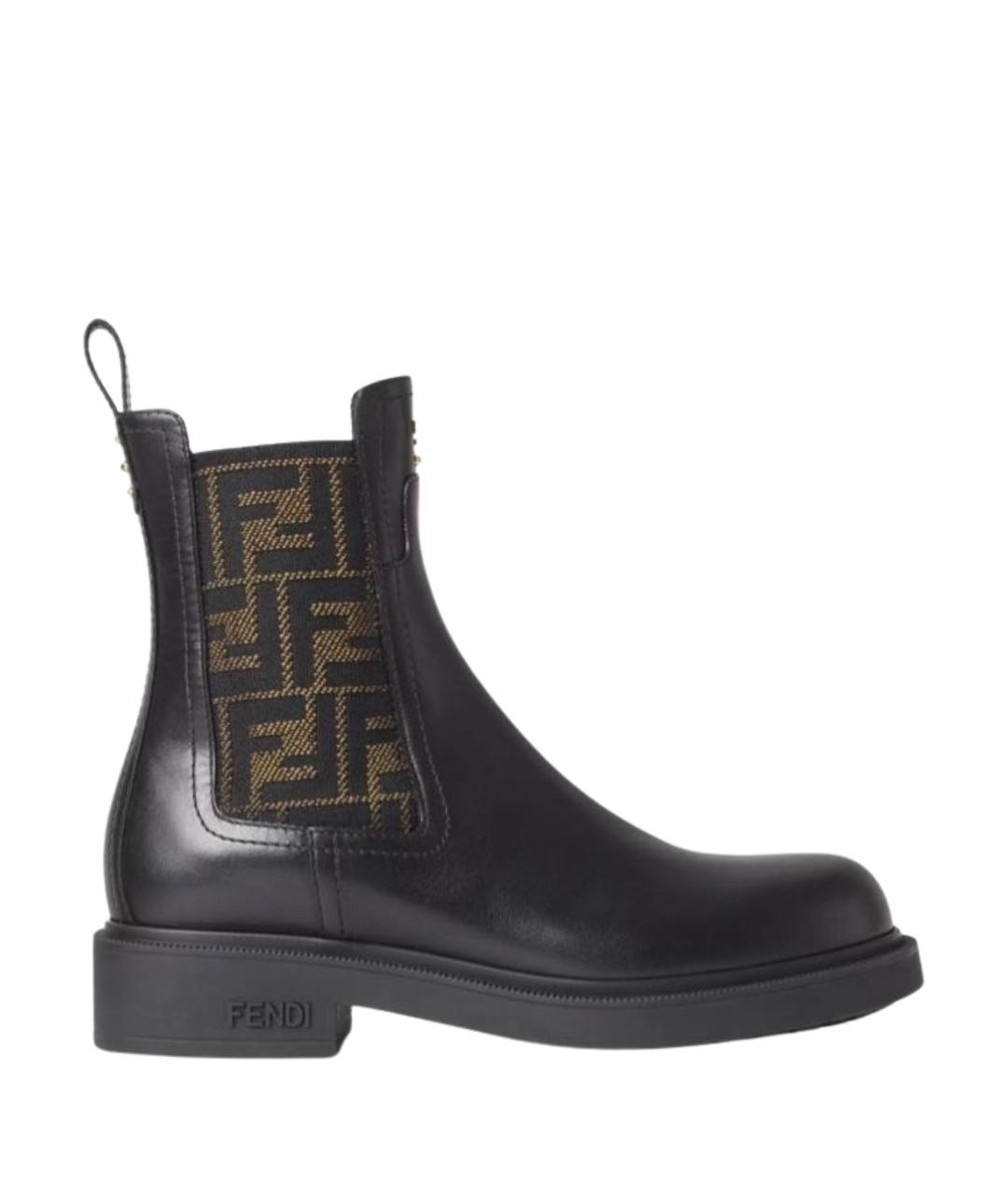 FENDI Черные кожаные ботинки, фото 1