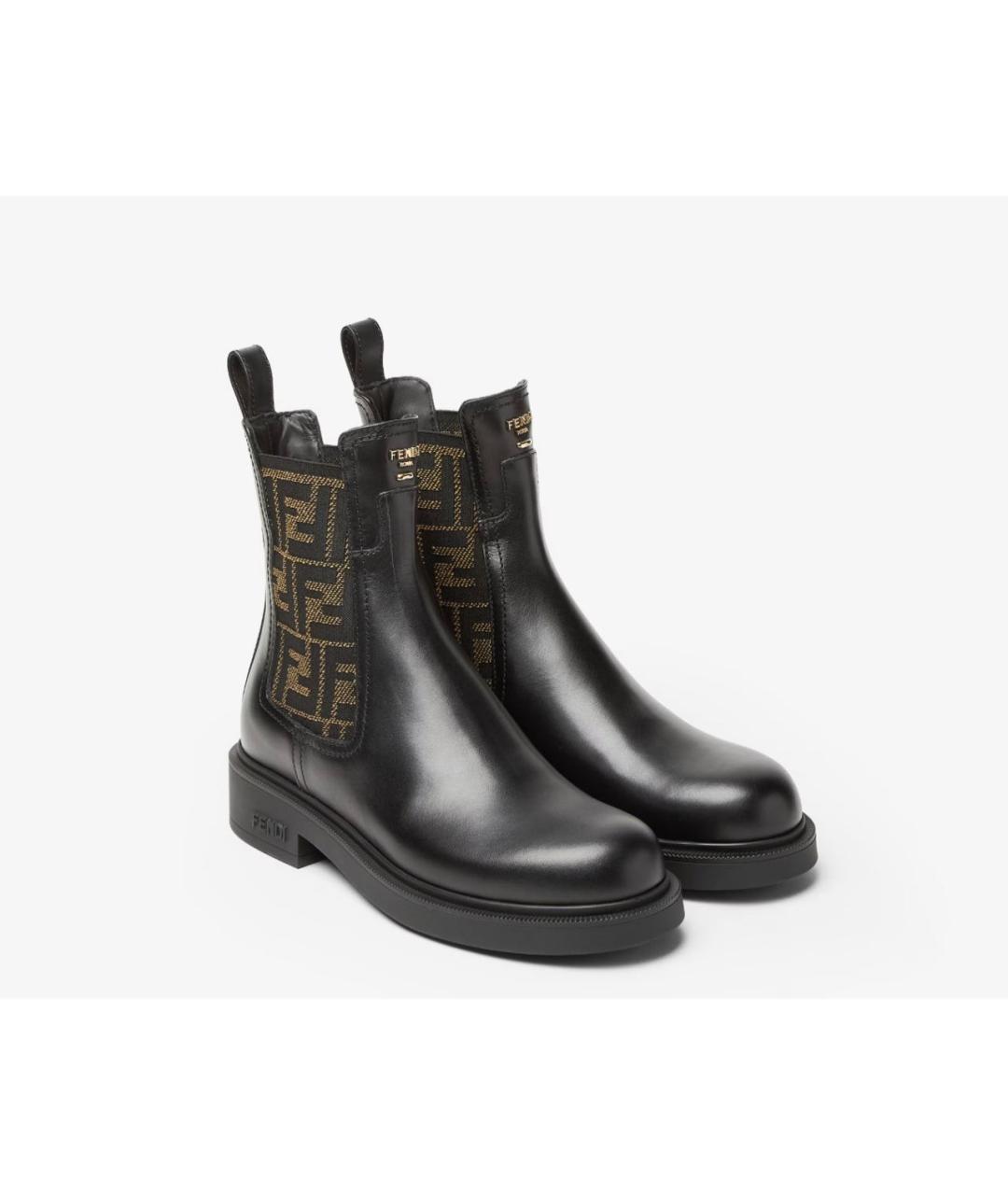 FENDI Черные кожаные ботинки, фото 4