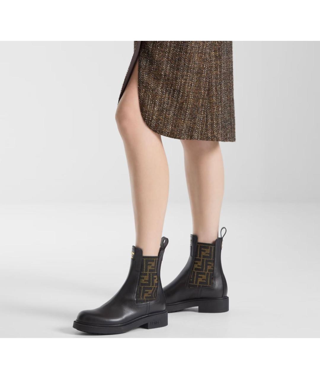 FENDI Черные кожаные ботинки, фото 5