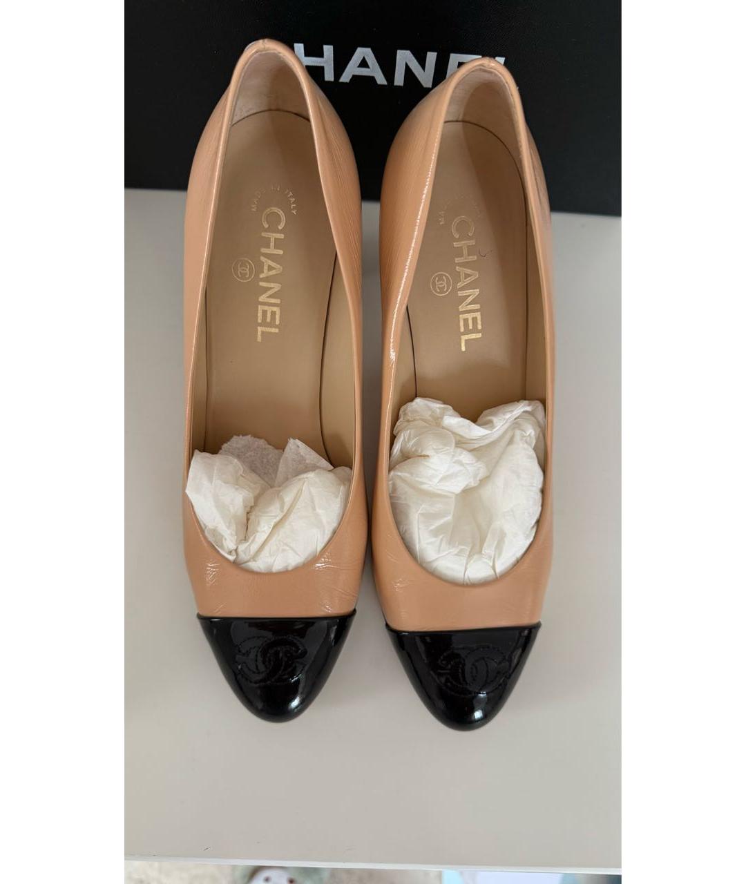 CHANEL Бежевые кожаные туфли, фото 3