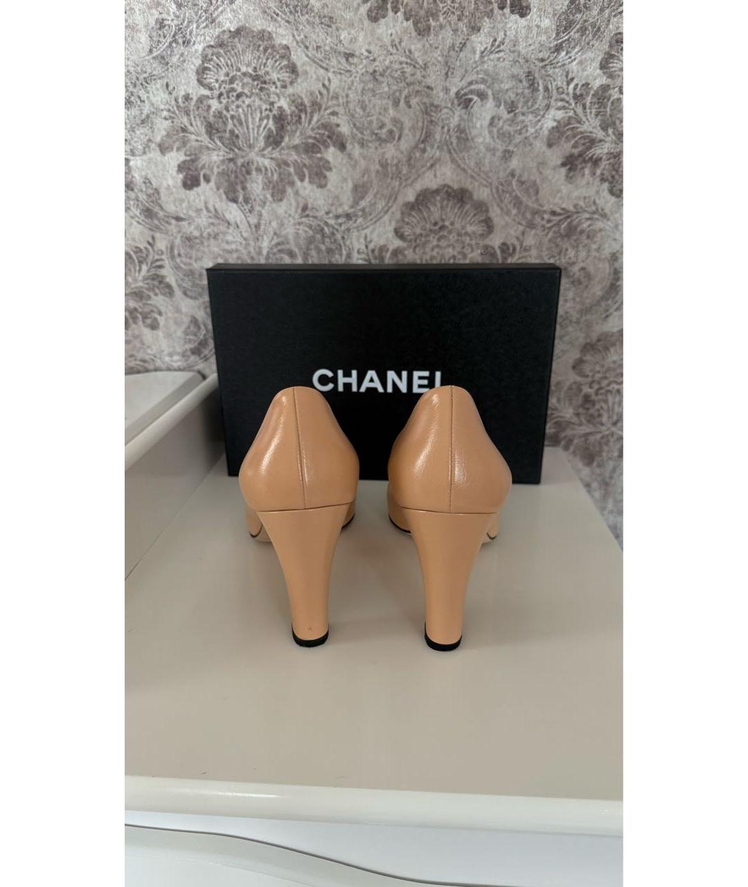 CHANEL Бежевые кожаные туфли, фото 4