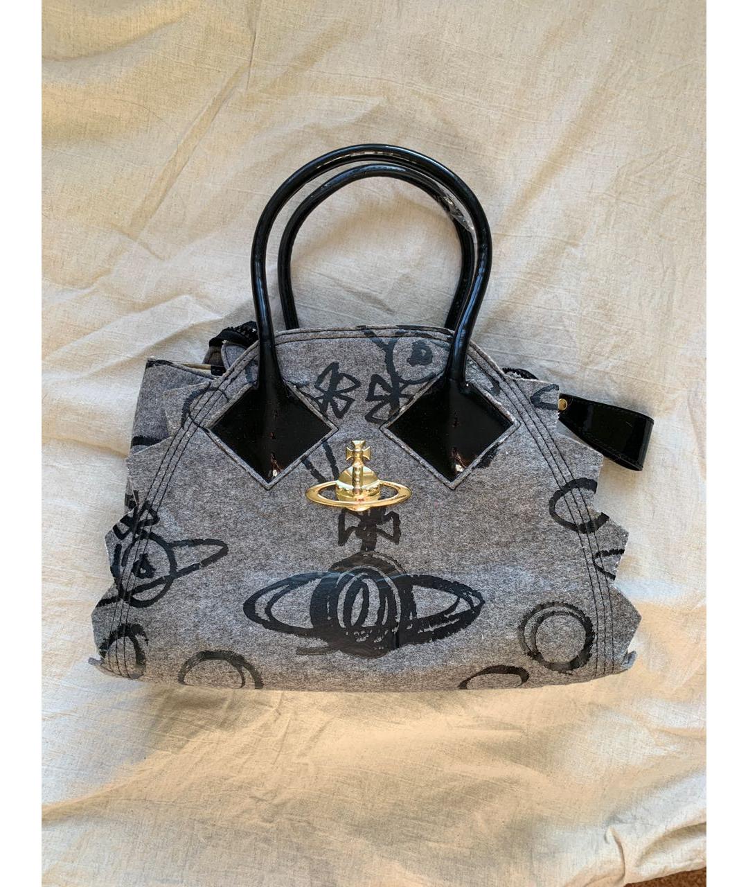 VIVIENNE WESTWOOD Серая шерстяная сумка с короткими ручками, фото 8