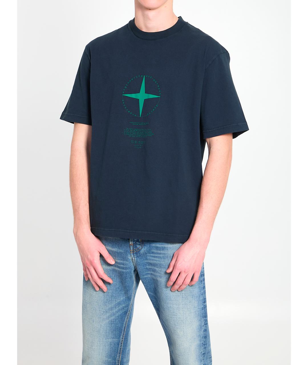 STONE ISLAND Синяя хлопковая футболка, фото 2
