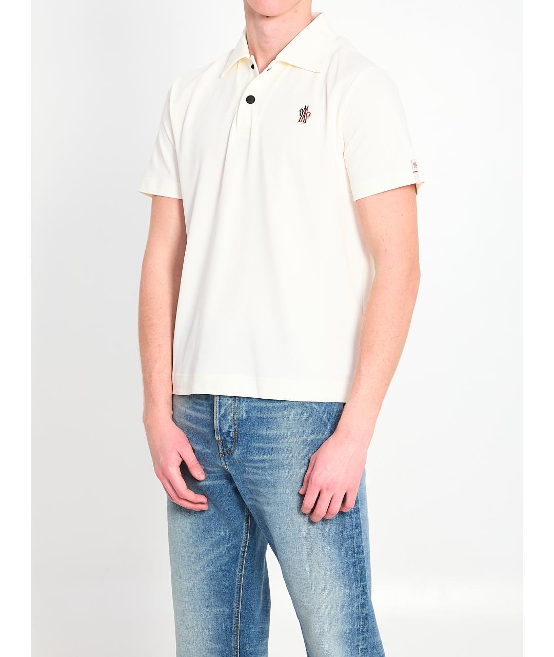 MONCLER GRENOBLE Бежевое поло с коротким рукавом, фото 2