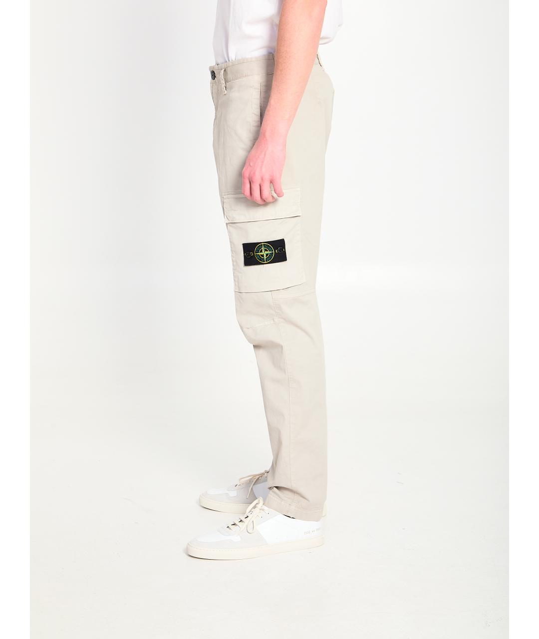 STONE ISLAND Серые хлопковые повседневные брюки, фото 3
