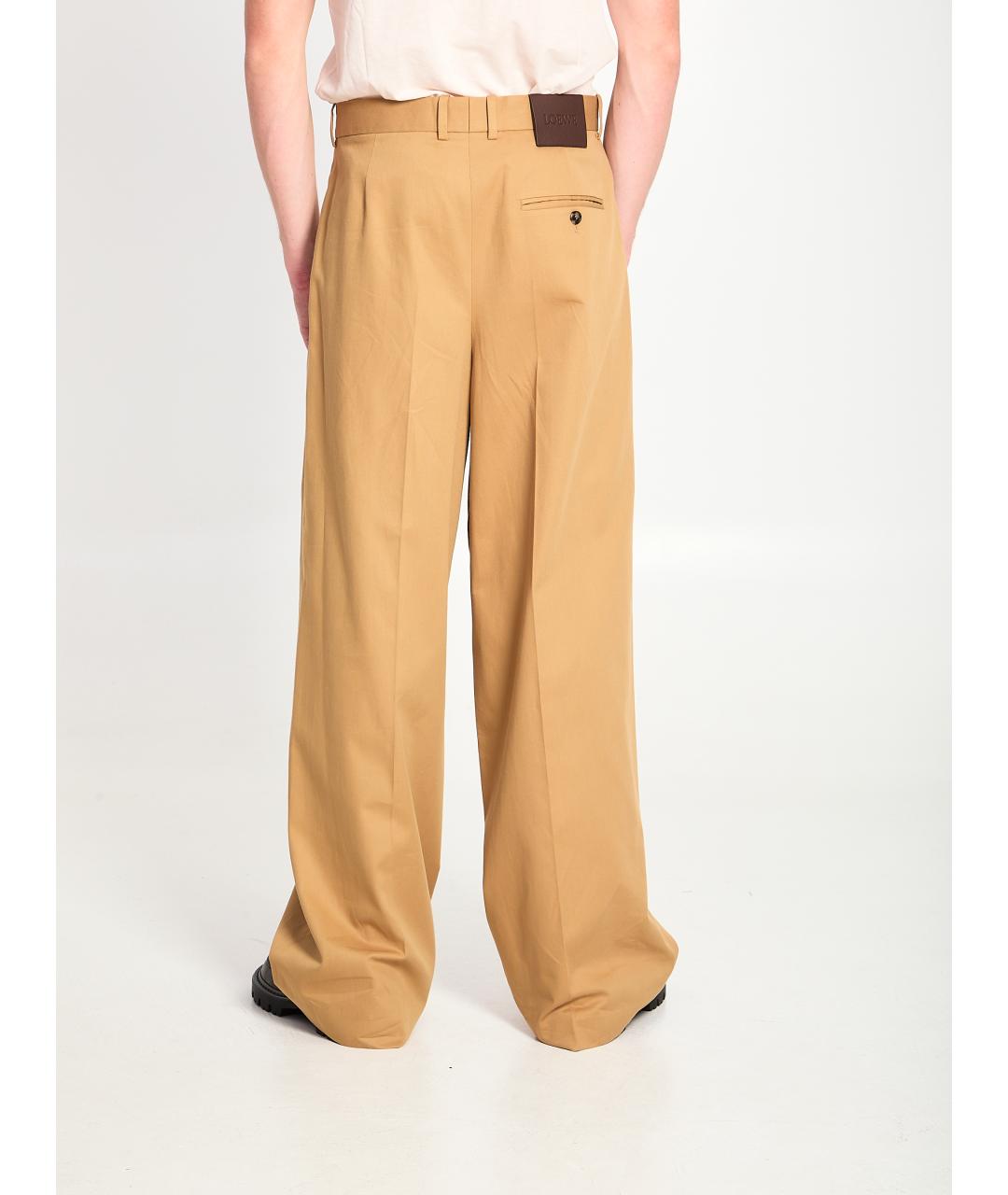 LOEWE Бежевые хлопковые повседневные брюки, фото 4