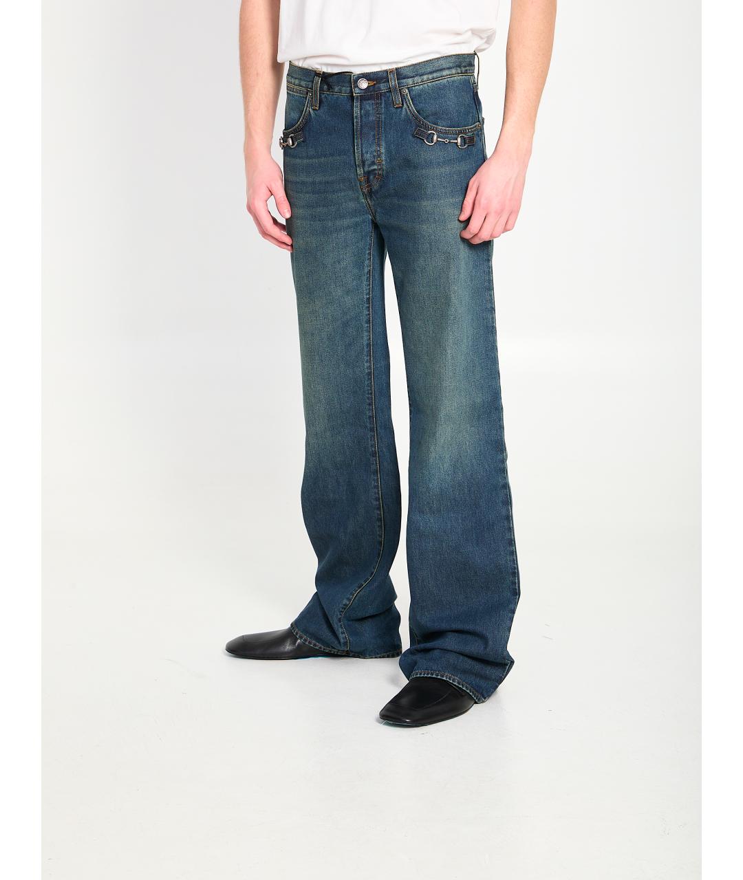 GUCCI Синие хлопковые прямые джинсы, фото 2