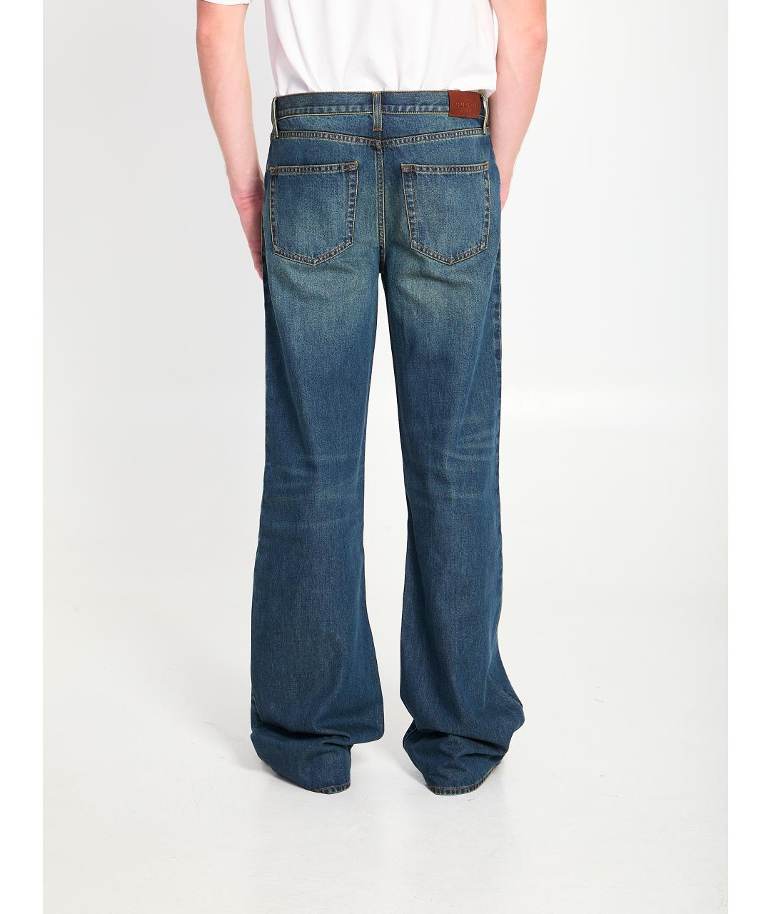 GUCCI Синие хлопковые прямые джинсы, фото 4