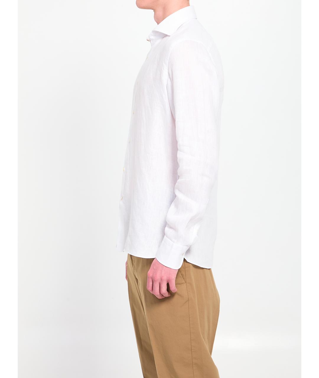 BORRIELLO Белая льняная кэжуал рубашка, фото 3