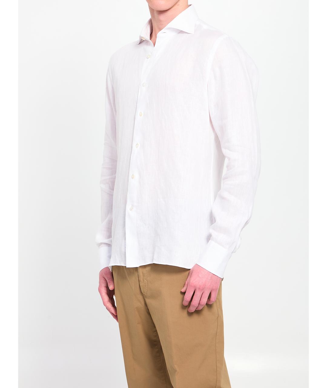 BORRIELLO Белая льняная кэжуал рубашка, фото 2