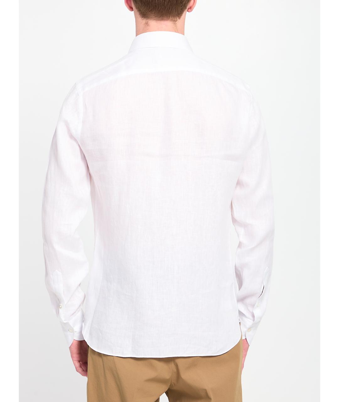 BORRIELLO Белая льняная кэжуал рубашка, фото 4