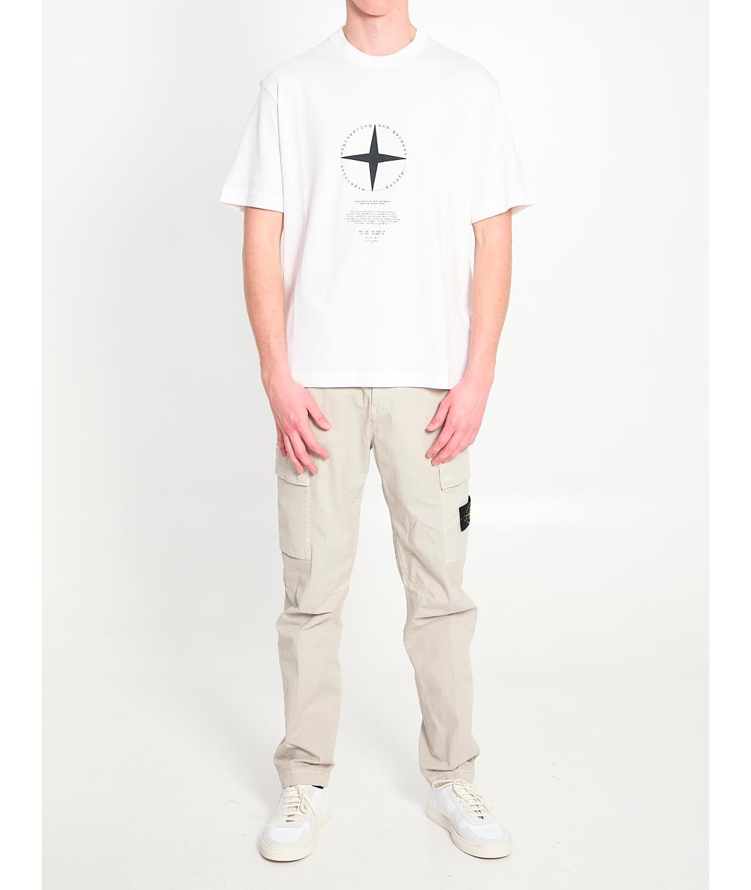 STONE ISLAND Белая хлопковая футболка, фото 5