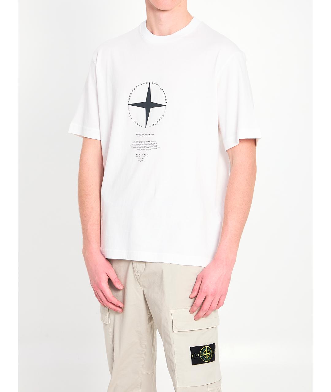 STONE ISLAND Белая хлопковая футболка, фото 2