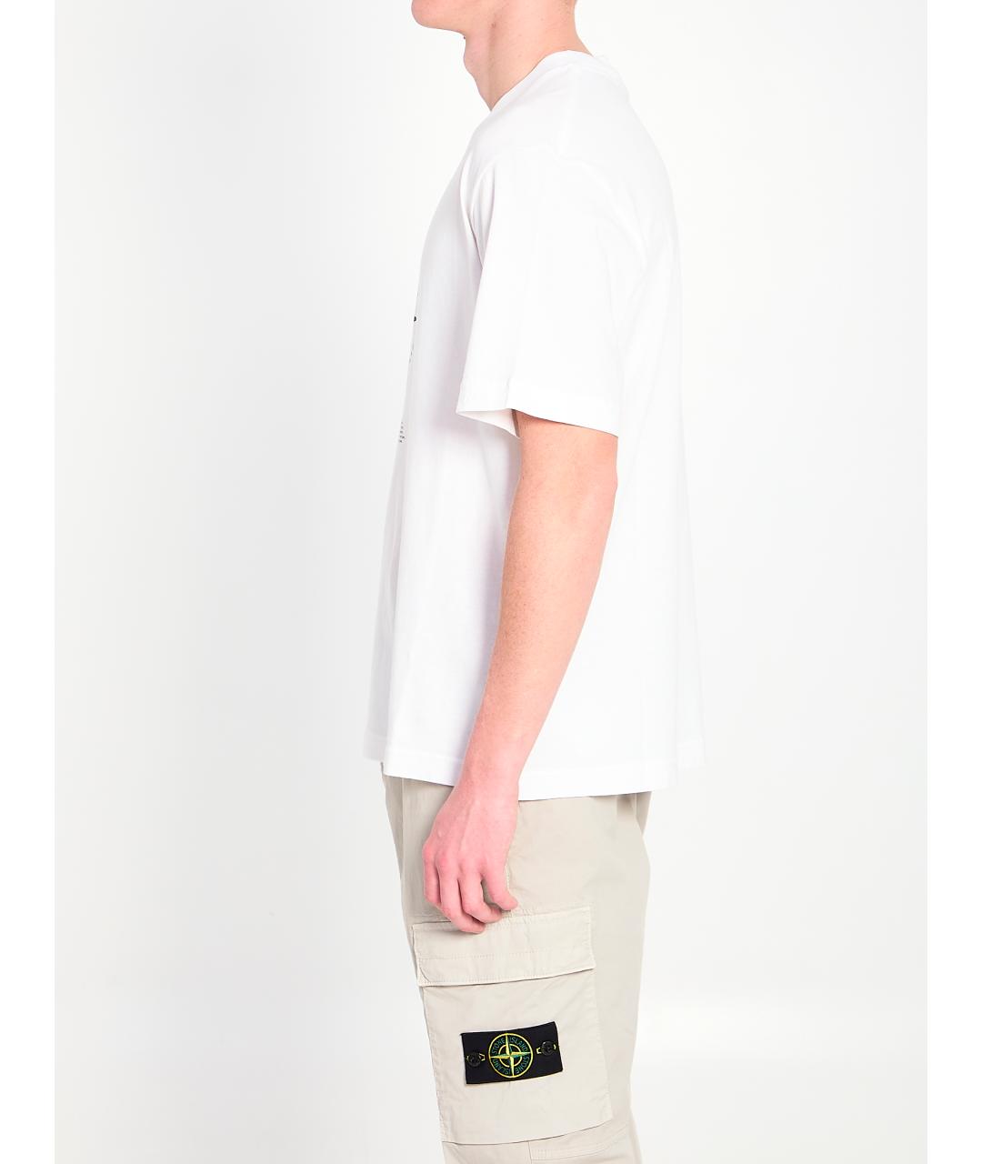 STONE ISLAND Белая хлопковая футболка, фото 3