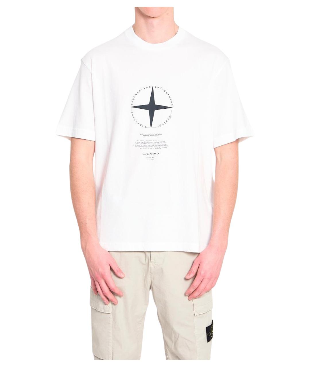 STONE ISLAND Белая хлопковая футболка, фото 1