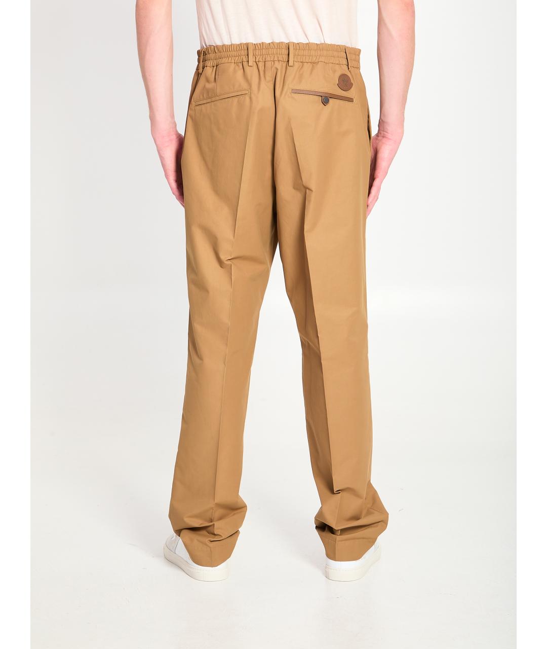 MONCLER Коричневые хлопковые повседневные брюки, фото 4