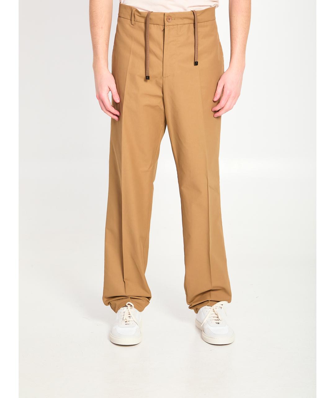 MONCLER Коричневые хлопковые повседневные брюки, фото 5