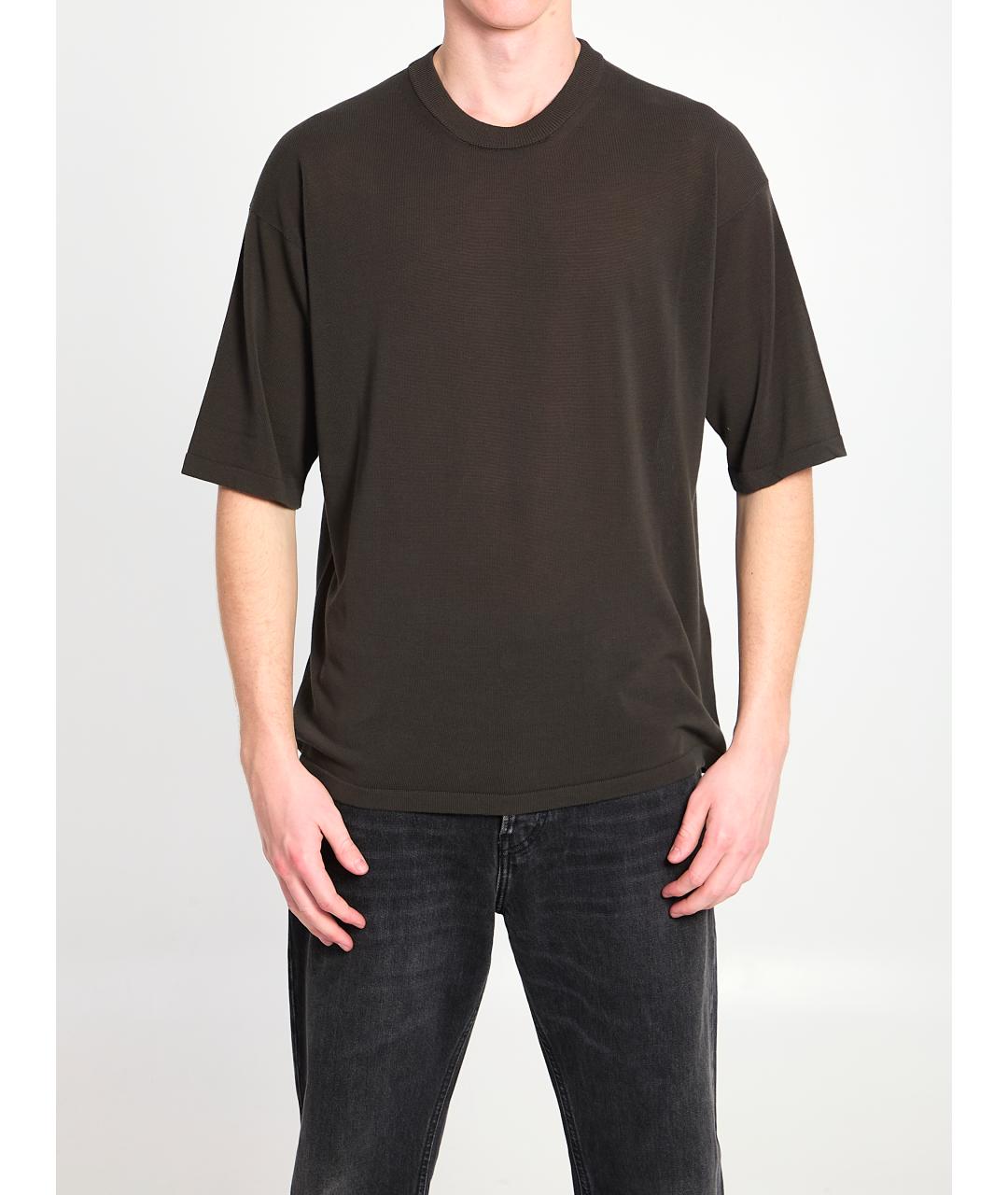 ROBERTO COLLINA Коричневая хлопковая футболка, фото 5