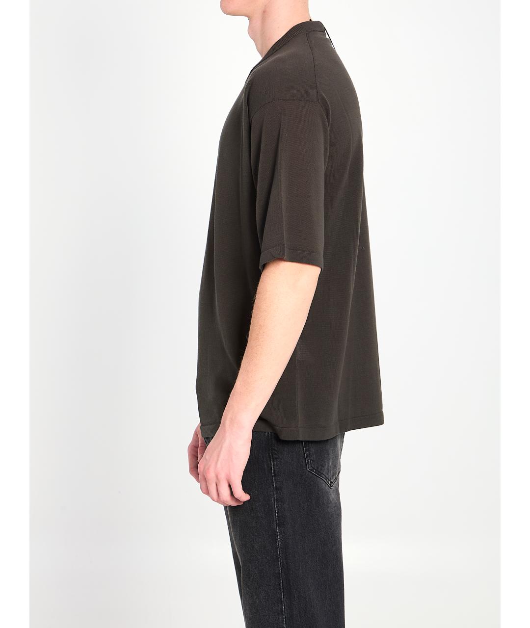 ROBERTO COLLINA Коричневая хлопковая футболка, фото 3