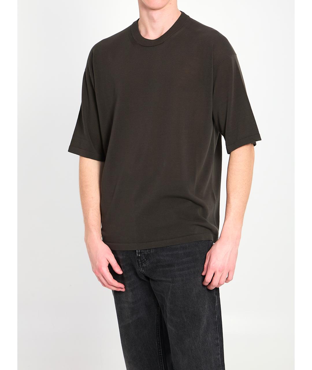 ROBERTO COLLINA Коричневая хлопковая футболка, фото 2