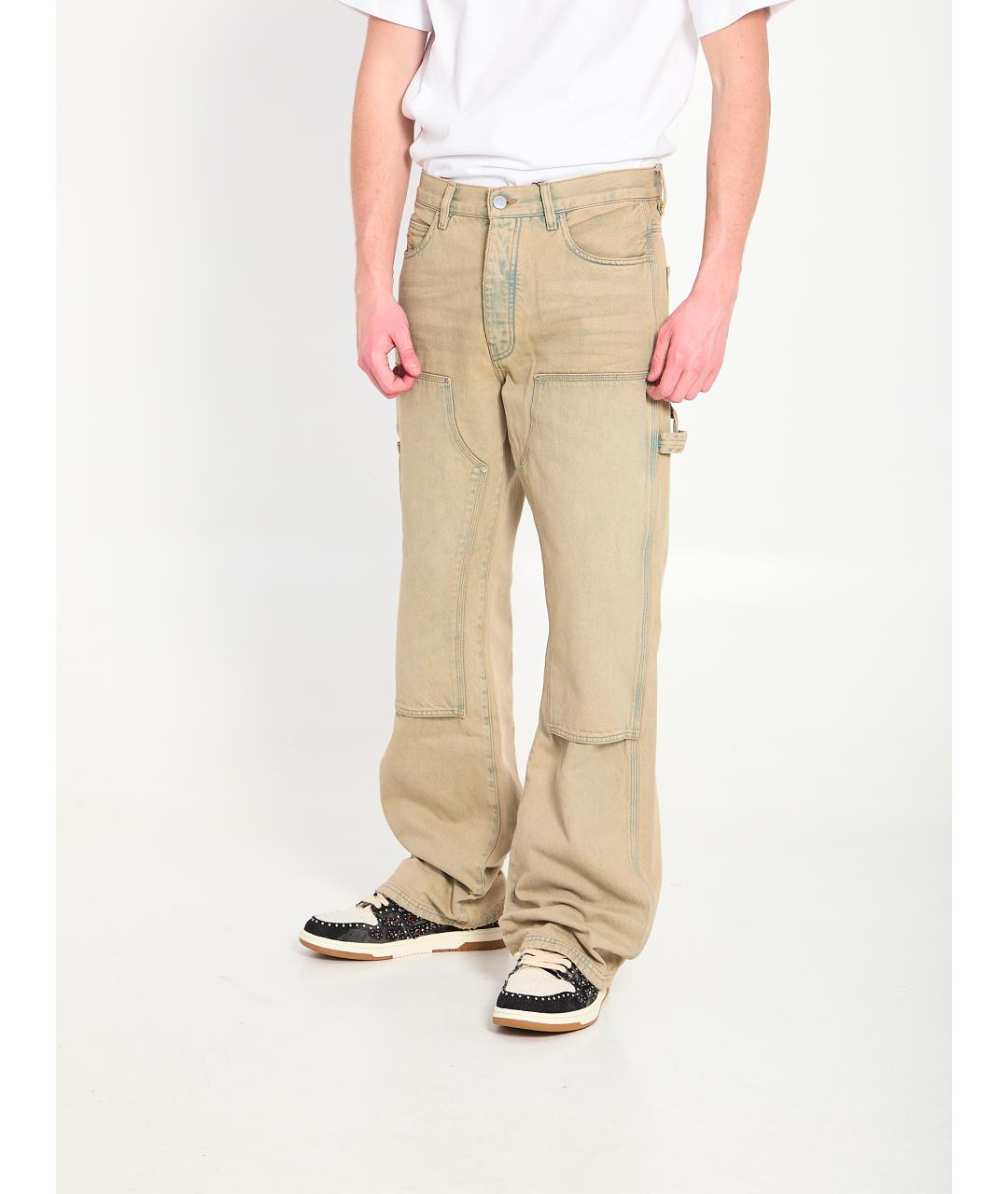 AMIRI Бежевые хлопковые прямые джинсы, фото 2