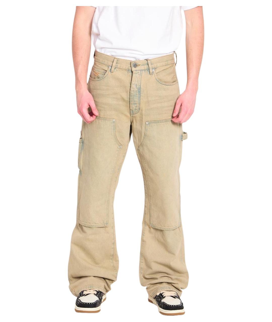 AMIRI Бежевые хлопковые прямые джинсы, фото 1