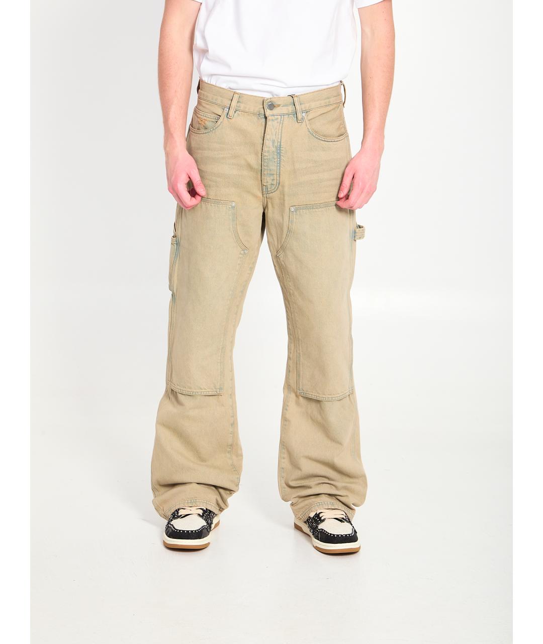 AMIRI Бежевые хлопковые прямые джинсы, фото 5