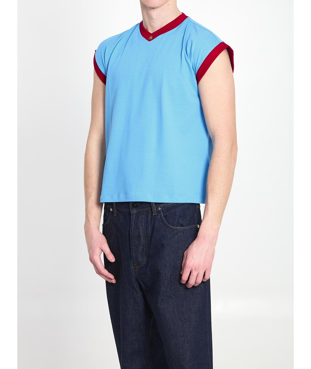 VERSACE Голубая хлопковая футболка, фото 2