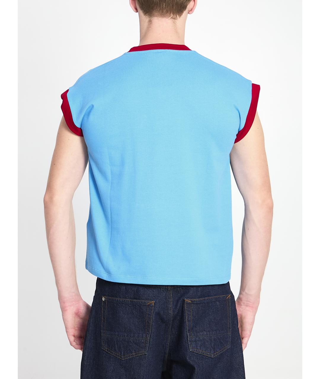 VERSACE Голубая хлопковая футболка, фото 4