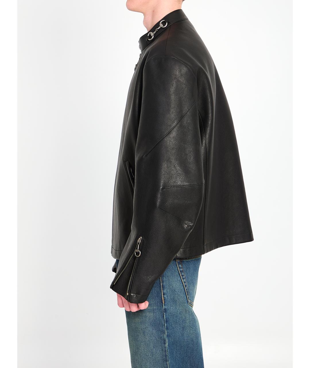 GUCCI Черная кожаная куртка, фото 3