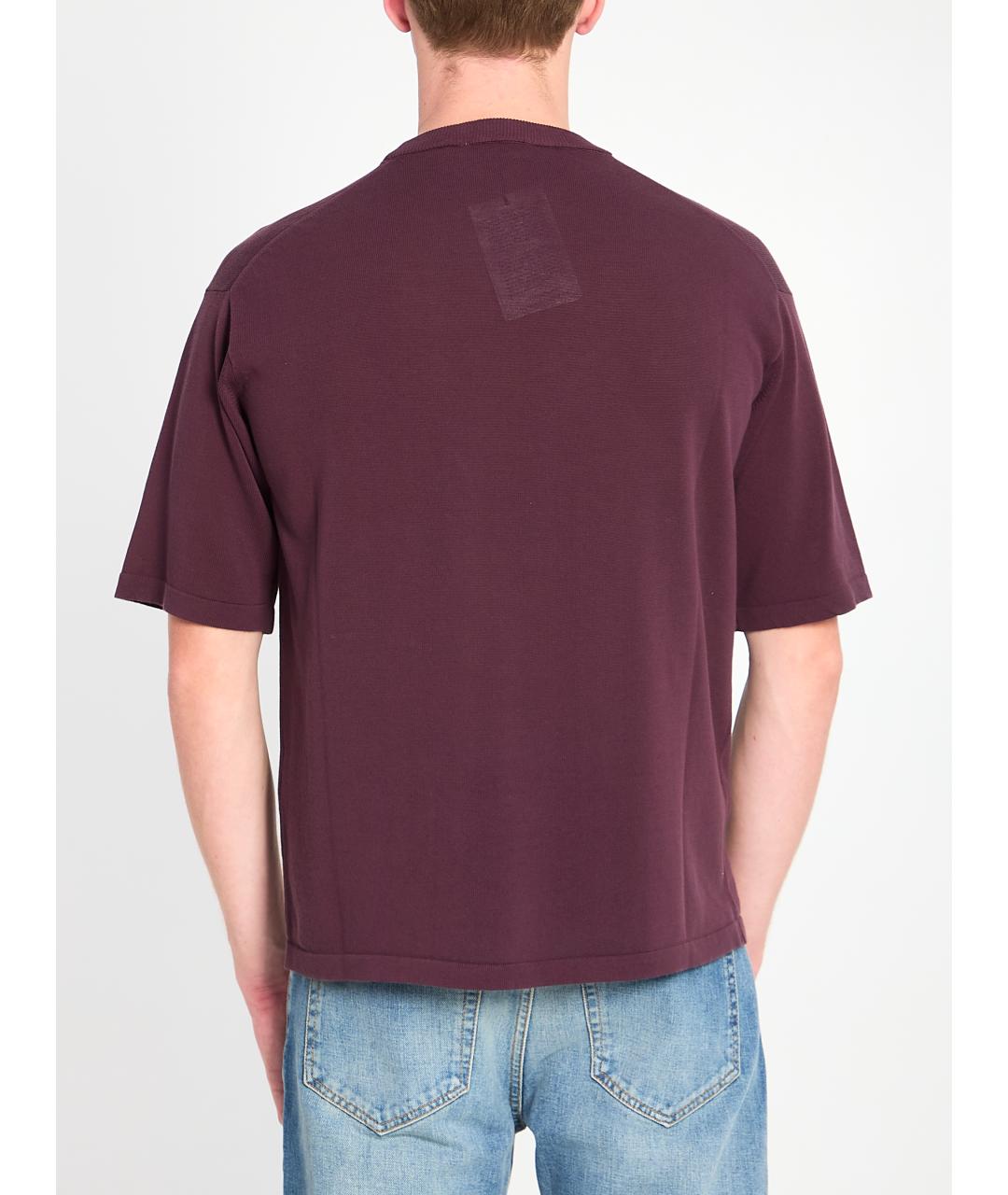 ROBERTO COLLINA Бордовая хлопковая футболка, фото 4