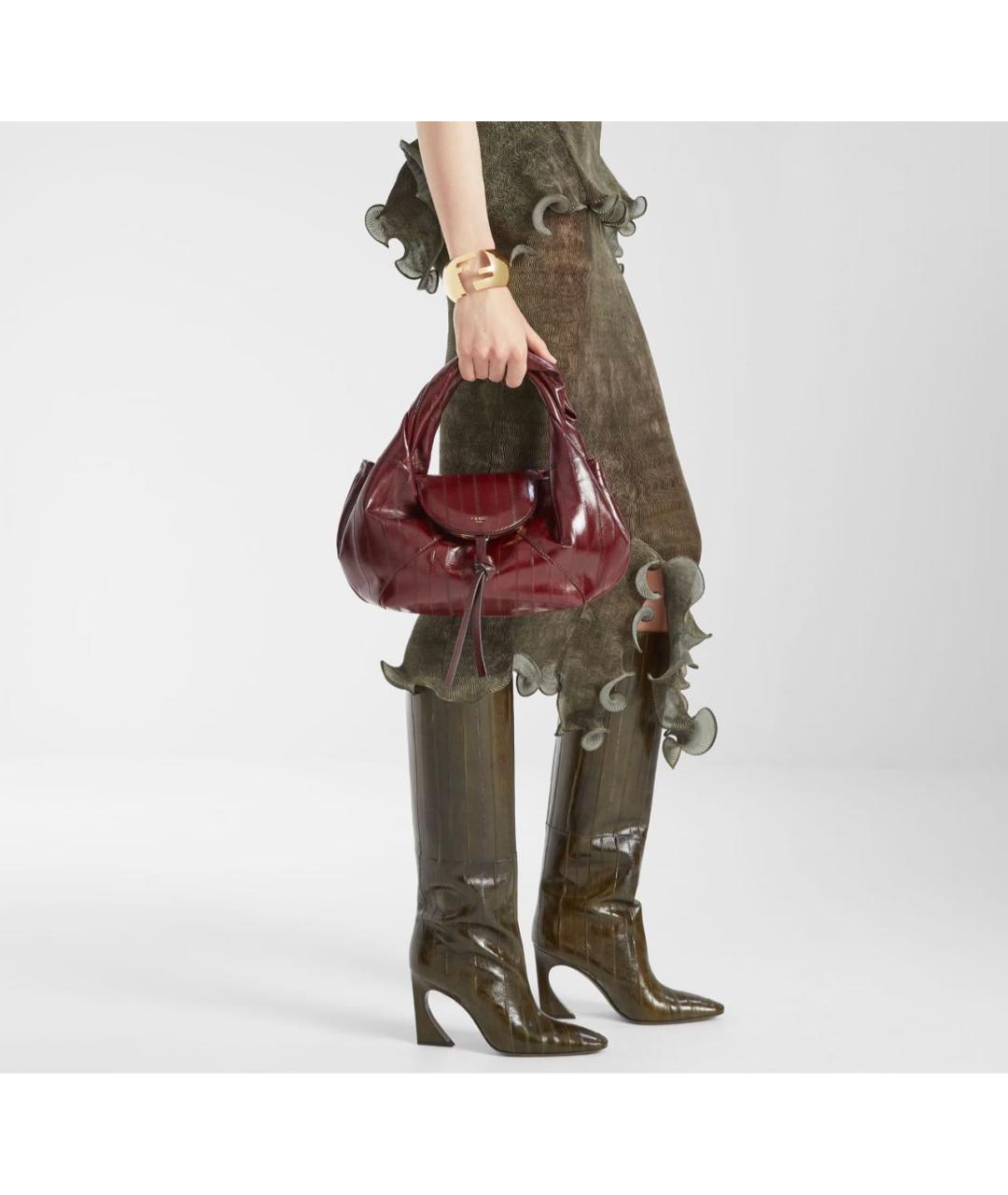 FENDI Зеленые кожаные сапоги, фото 5