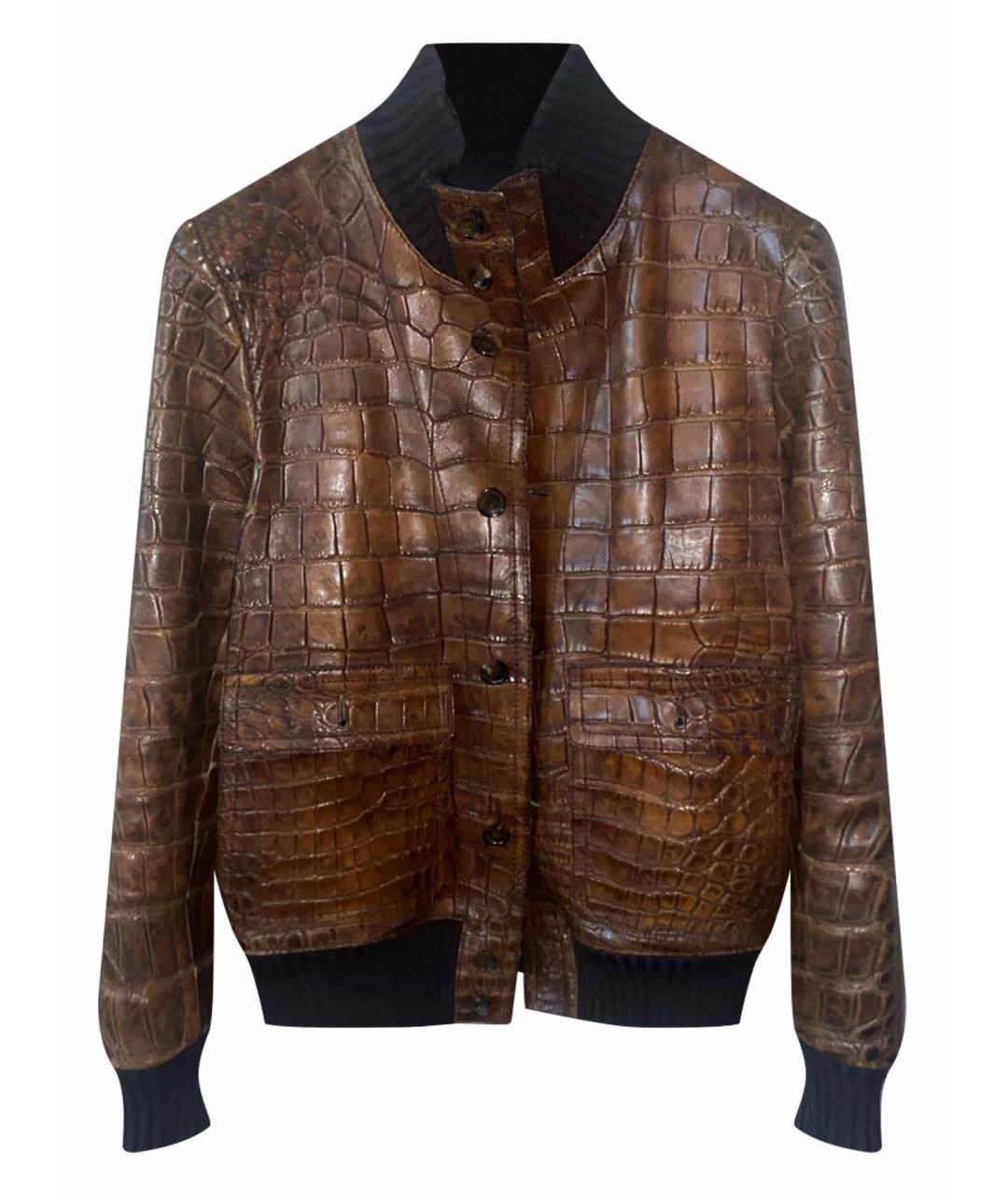 GUCCI Коричневая куртка из экзотической кожи, фото 1
