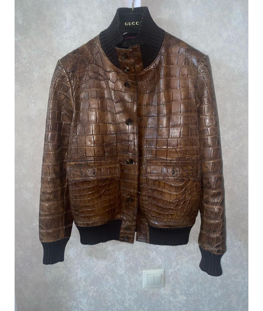 GUCCI Коричневая куртка из экзотической кожи, фото 4