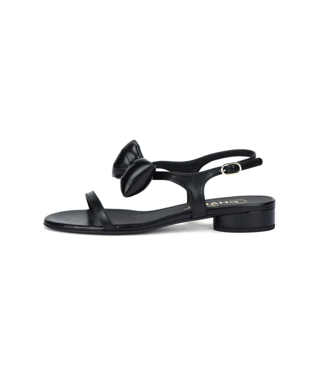 CHANEL Черные кожаные сандалии, фото 2