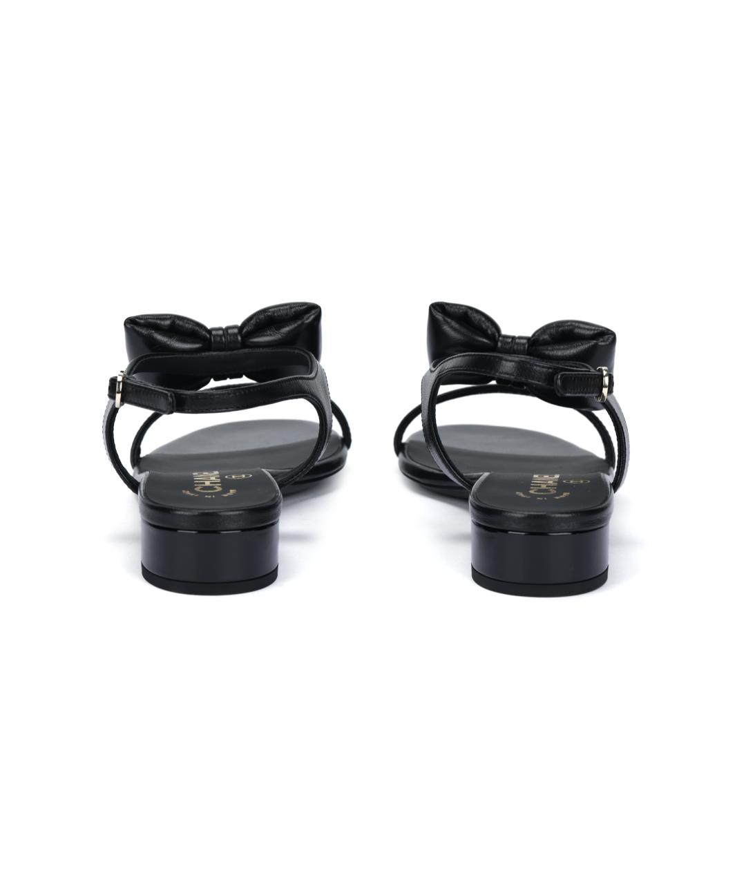 CHANEL Черные кожаные сандалии, фото 4