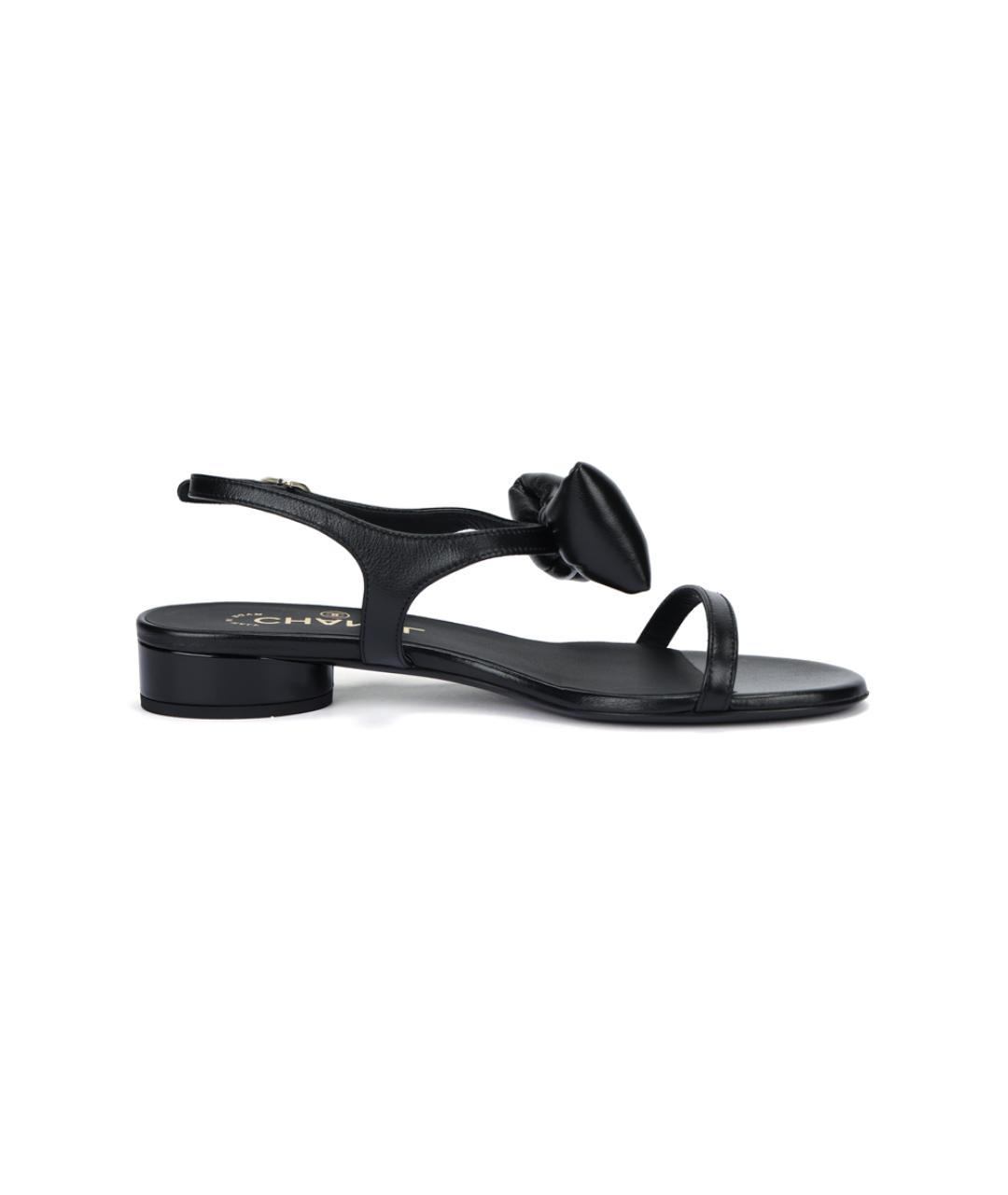 CHANEL Черные кожаные сандалии, фото 1