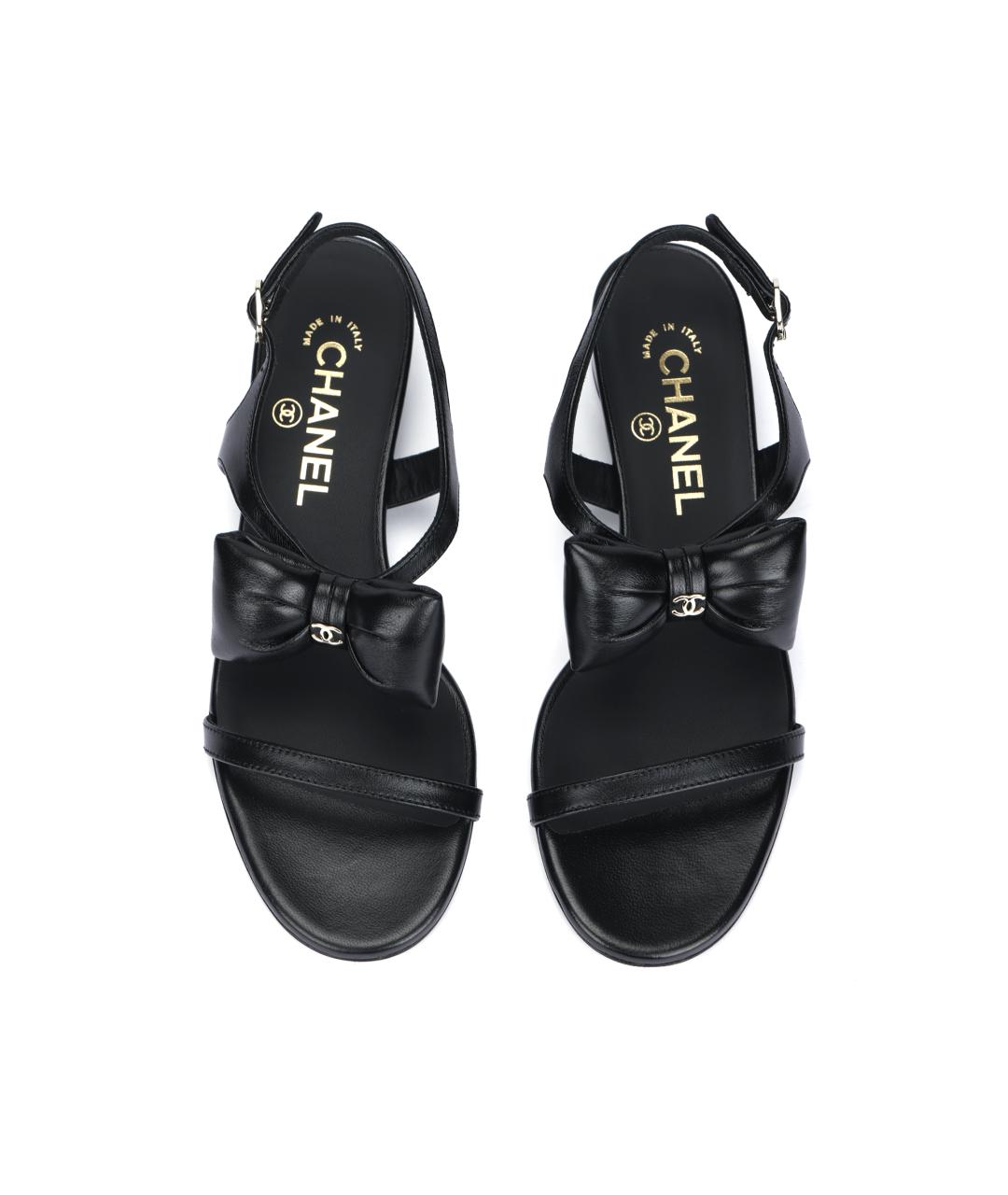 CHANEL Черные кожаные сандалии, фото 3
