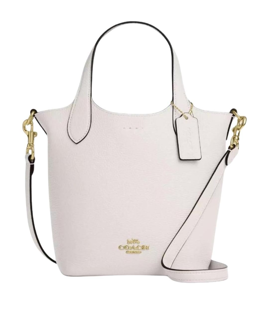 COACH Белая кожаная сумка с короткими ручками, фото 1