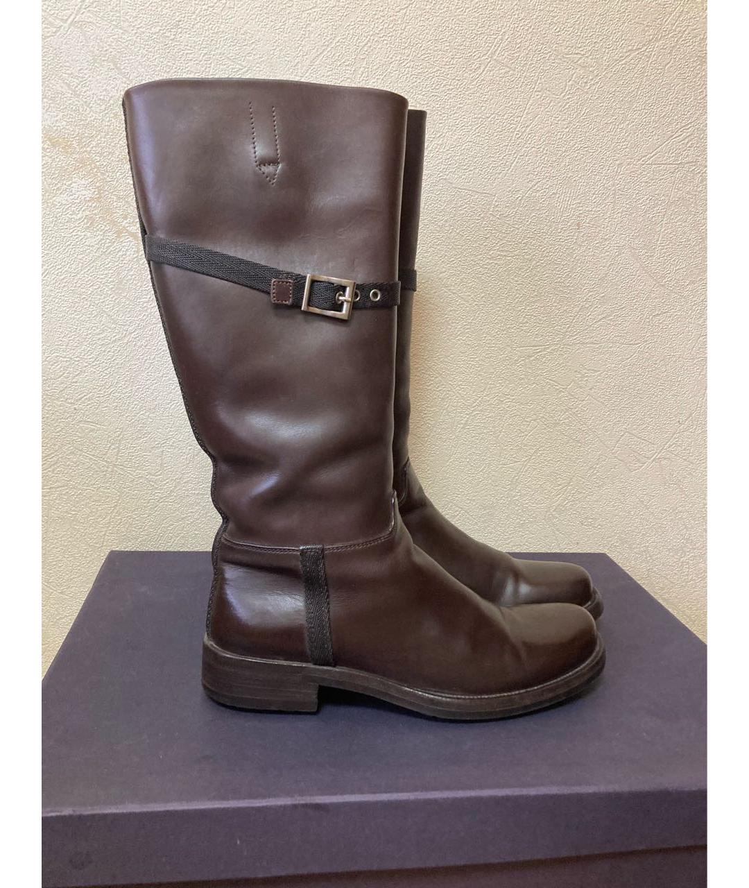 PRADA Коричневые кожаные сапоги, фото 7